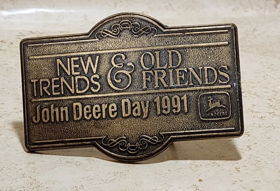 复古 John Deere Day 1991 新潮流老朋友皮带扣 - 3.5 英寸黄铜 — 第 2/4 张图片