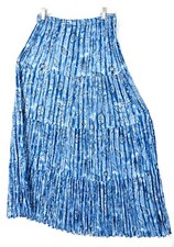 Vtg 90s Blue White Paisley Broomstick Peasant Gypsy Midi Maxi Skirt M