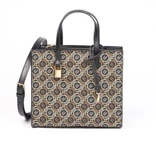 New Marc Jacobs Monogram Logo Printed Mini Grind Signet Tote Purse Crossbody Bag