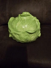 VTG Holland Mold Ceramic Cabbage  Bowl w/ Lid Serving Dish Container