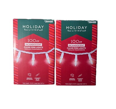 100 Clear Mini Lights Wedding Xmas 20.6 ft. White Wire Holiday Time PACK OF 2.
