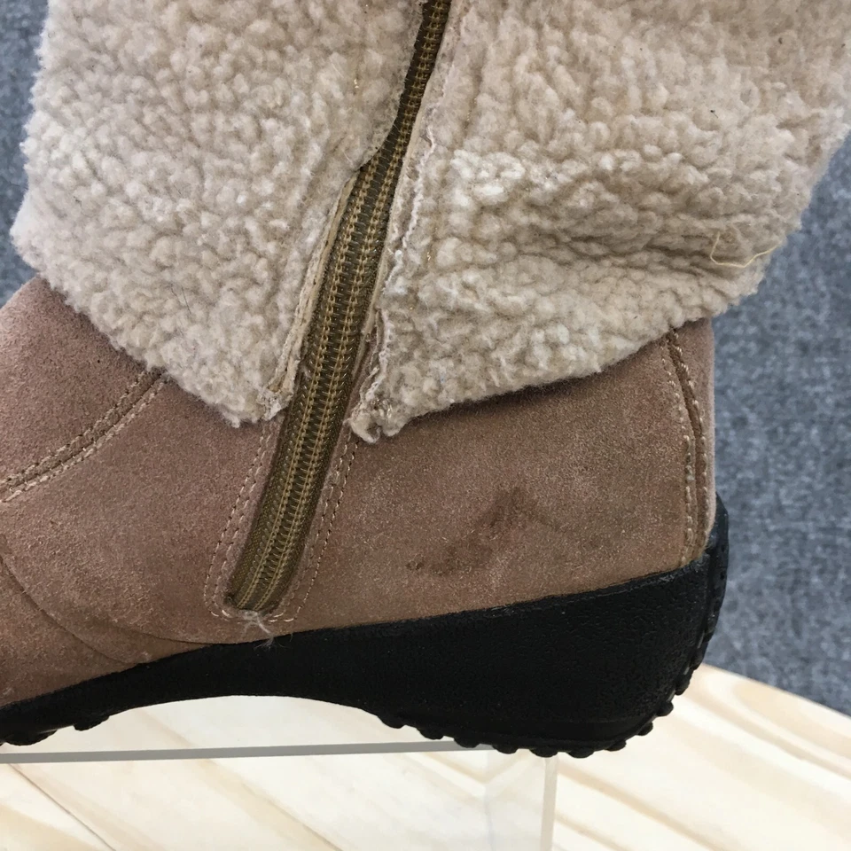 Khombu 靴子女式 9 M 踝冬季带扣休闲棕色皮革拉链 — 第 4/4 张图片