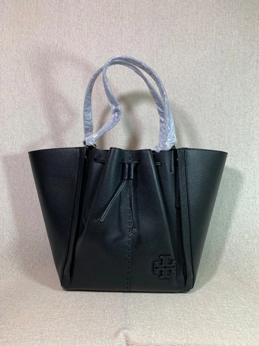 NWT Tory Burch Black McGraw Dragonfly Oversized Drawstring Tote 758