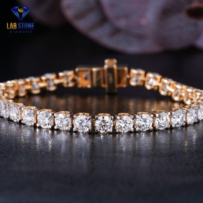 26.00 TCW Round Cut Moissanite Diamond Bracelet 10k Rose  Gold Labstone