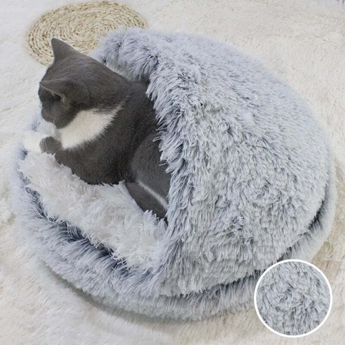 DECASSA Pet Bed Plush Nest Semi-Closed Mattress For Cats Small Dogs - Picture 15 of 28