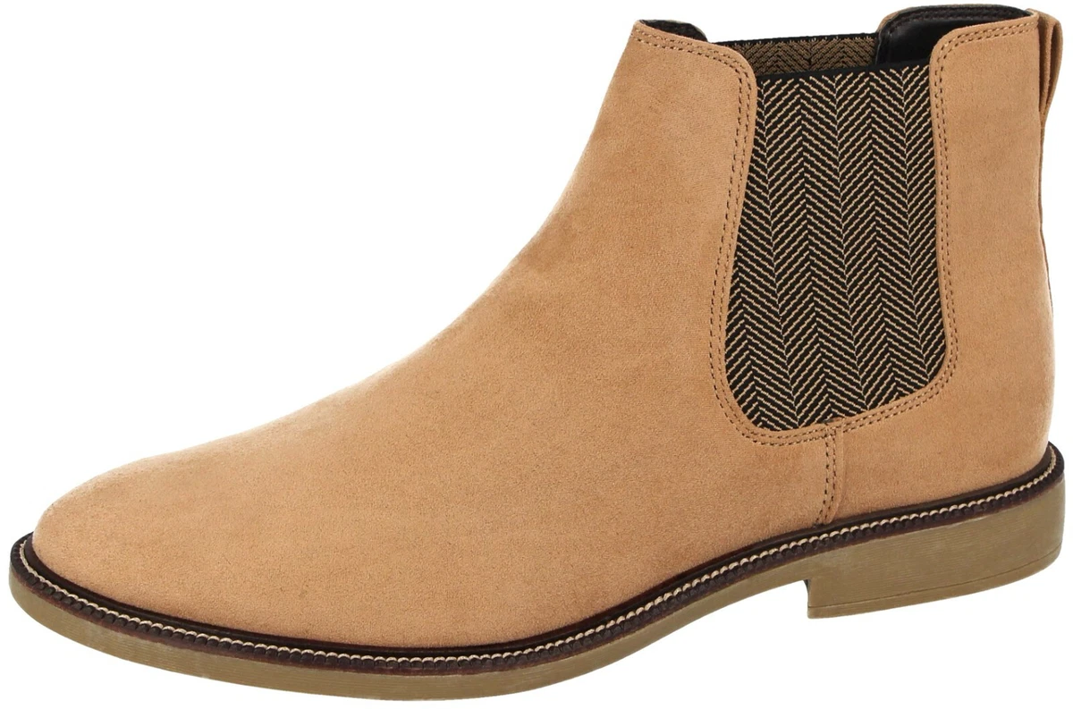 Mens Faux Suede Nubuck Pull On Lace Herringbone Chelsea Boots UK | eBay