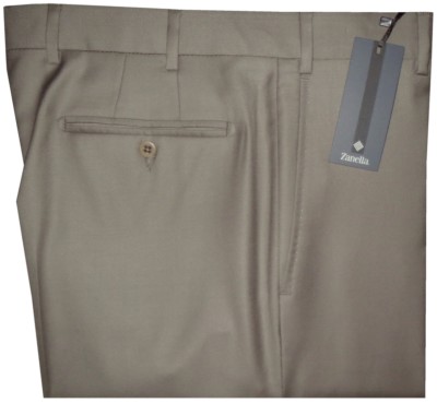 $395 NEW ZANELLA PANTS 42 DRESS DEVON SOLID TAN TAUPE SUPER 120 WOOL MENS ITALY