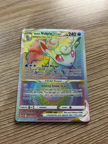 Pokémon TCG Alolan Vulpix VSTAR Sword & Shield - Silver Tempest 197/195 Holo...