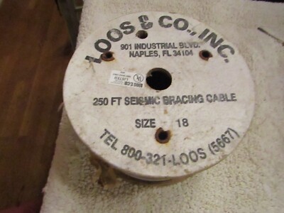 LOOS & CO Naples FL USA 250FT Size 18 Seismic Sway Bracing Cable Spool White NOS