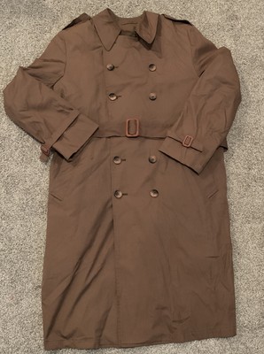 London Fog Brown 40 Reg Long Double Breasted Trench Coat w 