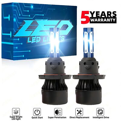 2x 9008 H13 LED Headlight Bulb 15000W 1800000LM High Low Beam Super Bright White