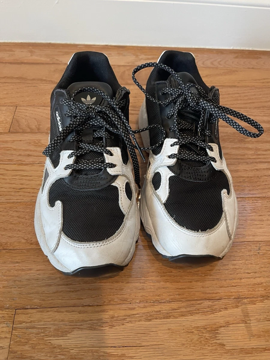 adidas falcon trial w size 6 women oreo black/white sneaker