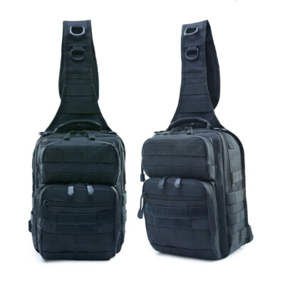 Tactical Sling Bag By Tactic Ops - Waterproof MOLLE Assault Pack, EDC Daypack, Range Bag, Black - View #6