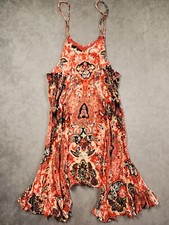 Anthropologie Braeve Dress Women's Medium Orange Abstract Print Halter Tie Neck