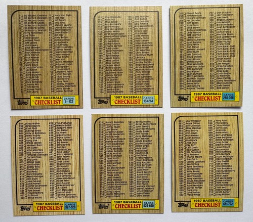 1987 Topps Baseball Checklists 6-Card Complete Set (Unmarked!) - Picture 5 of 6