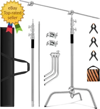 Heavy Duty C Stand 10.8Ft/330Cm with Holding Arm Carry Bag Sandbag 3*Clip 2*Grip
