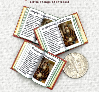 The NIGHT BEFORE CHRISTMAS *OPEN BOOK* Miniature Dollhouse 1:12 Scale Book