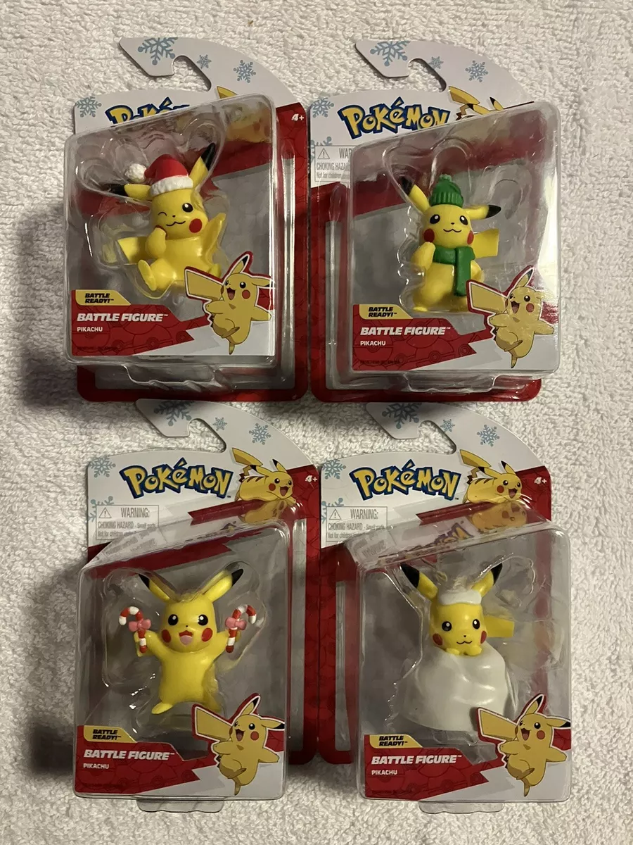Jazwares Pokemon Battle Figure Pack Set of 4 Holiday Edition Christmas Pikachu