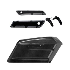 Black Saddlebag Hinge Cover w/ Handle Kit for Harley Street Glide FLHT 14-23