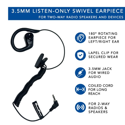 MaximalPower Listen Only 180° Auricular 3.5mm Gancho para Radios de 2 Vías Altavoces - Imagen 2 de 11