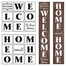 18 Pcs Welcome Stencils Letter Stencils Reusable Welcome Sunflower Leaf Stencils