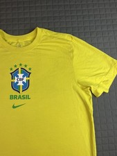 Nike Brazil Soccer Team 2022 Crest Tee Size Large Yellow