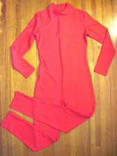 Plus Size Shiny Red Long Sleeve T-Neck Foot Less Unitard Size 2XL-16-18 New