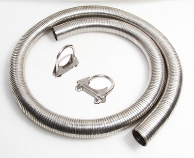 72''[6 FEET] Length SS Flexible Exhaust Tubing 1.75''ID Repair Pipe w/U Bolt Clamp