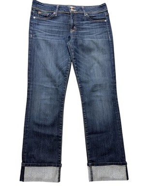 Hudson Ginny Crop Straight Jeans Womens 30 Mid Rise Medium Wash Cuffed 24 USA