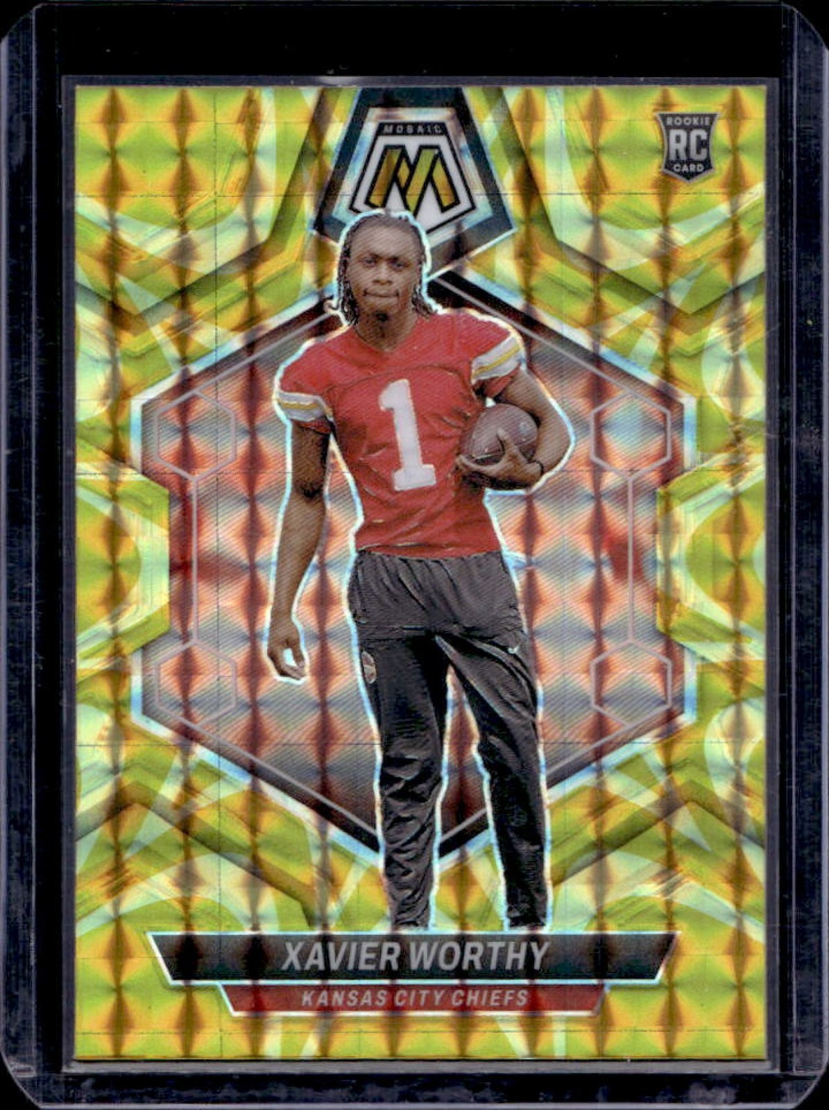 2024 Mosaic Xavier Worthy RC Reactive Yellow Prizm #328 Chiefs