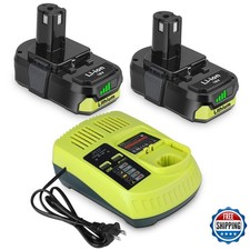 2Pack 3.0Ah P102 Battery for Ryobi 18V and P117 Charger Combo
