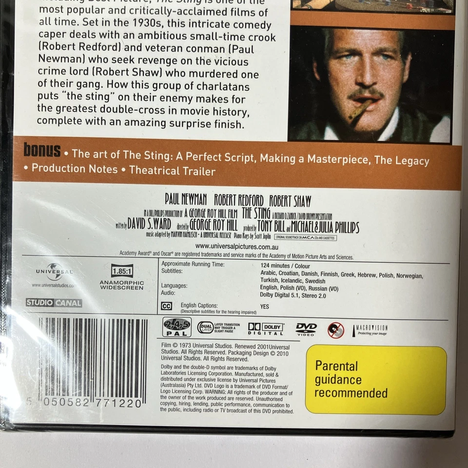 The Sting NEW/sealed region 4 DVD (1973 Robert Redford / Paul Newman movie) - Image 4 of 4