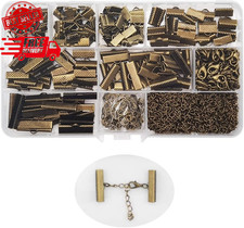 Assorted Bronze Ends Crimp Kit for Ribbon Bracelets with Clasps and Extenders