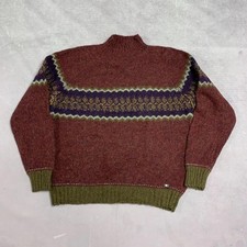 Vintage Knitted Jumper Abstract Patterned Grandad Knit Sweater Men's L
