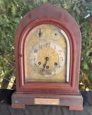 Antique C 1920 Gustav Becker Beehive Mantle CHIME Clock SEE VIDEO - ALL ORIGINAL