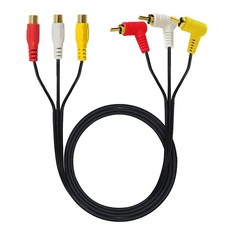 RCA Audio Video Cable - Gold Plated 90 Degree Right Angle 3 RCA Male to Femal...