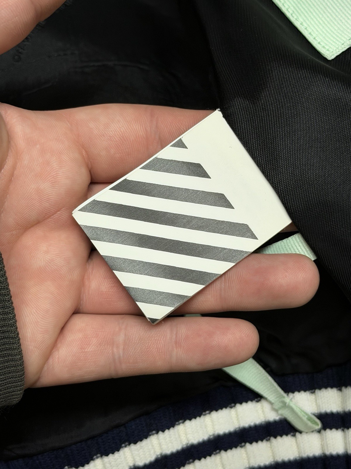 OFF WHITE Eagle Varsity Jacket Green & Blue Size … - image 8