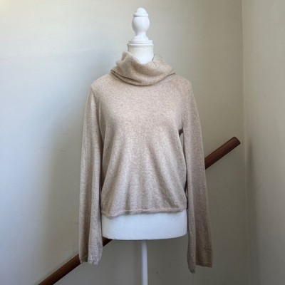 Garnet Hill 100% Cashmere Cropped Cowl Neck Sweater Women's XS