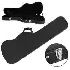Straight Flange Black Standard Electric Guitar Carrying Hard Shell Case w/ Lock