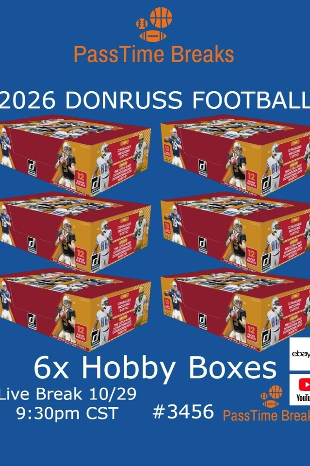2026 DONRUSS FOOTBALL - 6x Hobby Boxes - HALF CASE BREAK 3456