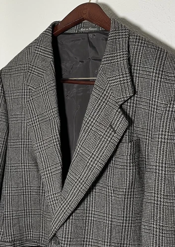 SAINT LAURENT (YSL) Cappotto sportivo blazer vintage Yves Saint Laurent YSL Glen a quadri 100% alpaca 2Btn 44R