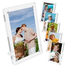 6 Pack 4x6 Acrylic Magnetic Picture Frames, Refrigerator and Desktop Photo Fr...