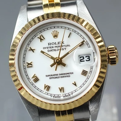Montre automatique femme ROLEX Datejust 69173 1996 révisée boîte 26 mm - Photo 1/4