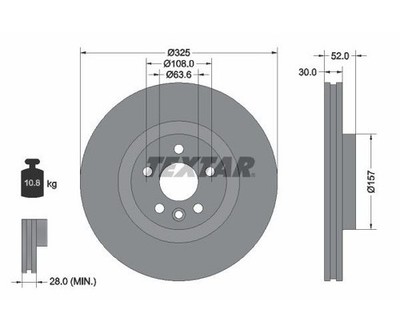 2pcs Brake Disc PRO+ TEXTAR 92278605 for Land Rover