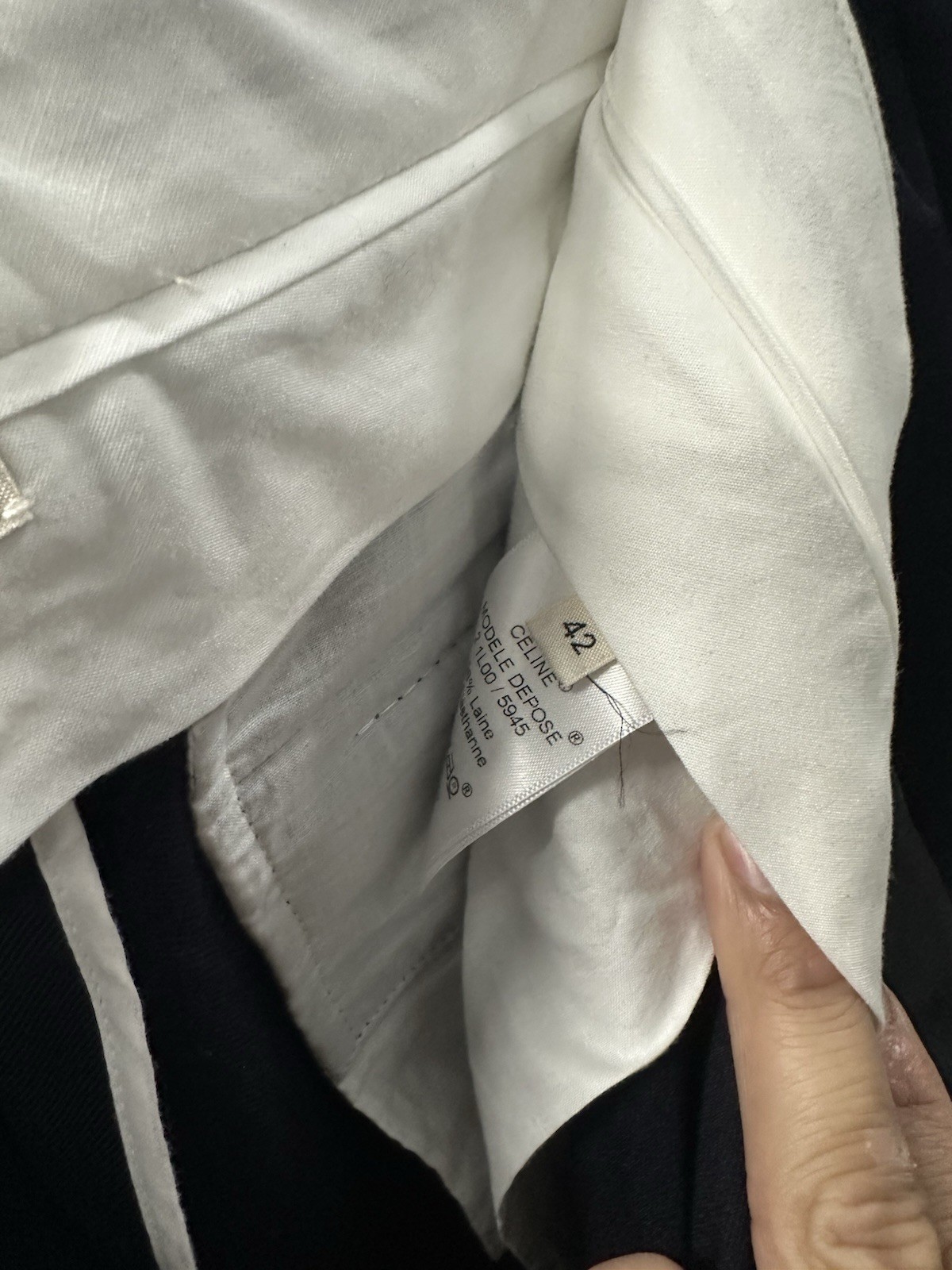 CELINE  Button Flat Front Solid Regular Pants Siz… - image 3