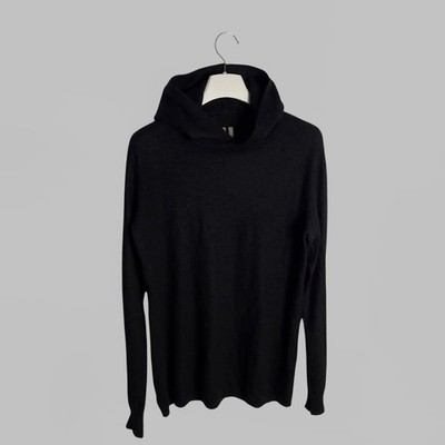 RICK OWENS CASHMERE BLACK HOODIE SIZE M
