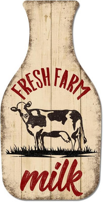 ''Fresh Farm Milk'' Unregelmäßig Retro Blechschild Milchflaschen Lustige Schilder