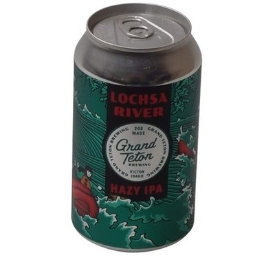 Lochsa River Hazy IPA Grand Teton Brewing Victor ID Empty Beer Can Bottom Opened