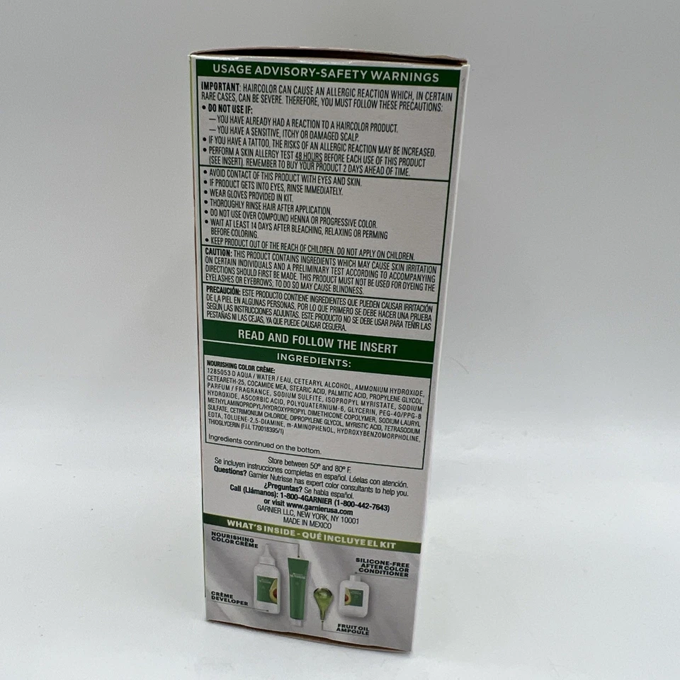 Paquete de 1 color de cabello permanente rubio dorado claro Garnier Nutrisse #93 Foto 2 de 4