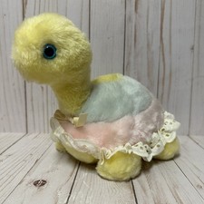 Vintage Eden Turtle Musical Baby Plush Pastel Lace Edges Moves Head With Lullaby
